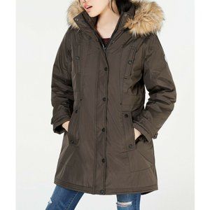 Madden Girl Juniors Women's Faux Fur Trim Hooded